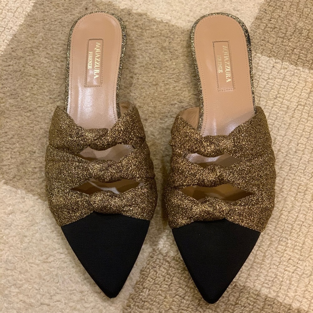 Aquazzura Mondaine Point Toe Mules/Slides